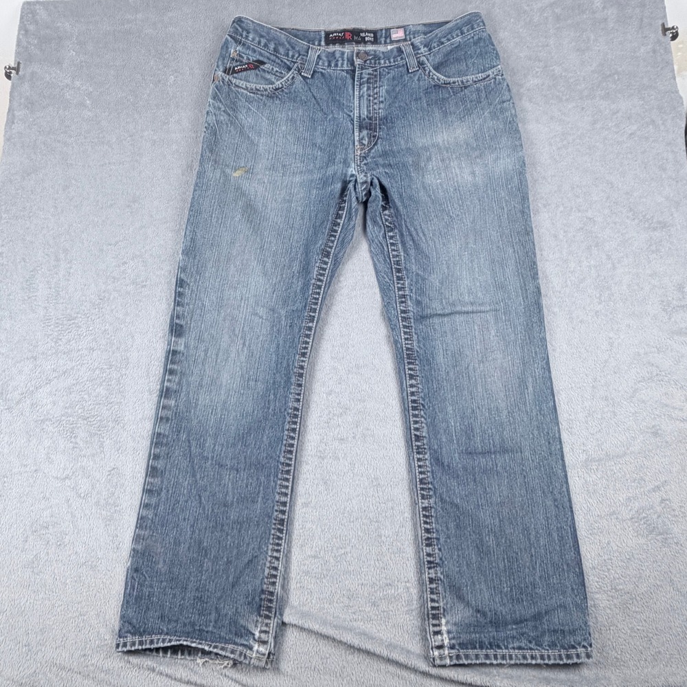 Ariat FR M4 Relaxed Boot Cut Jeans Mens 36x32 Blue Flame Resistant 10012555